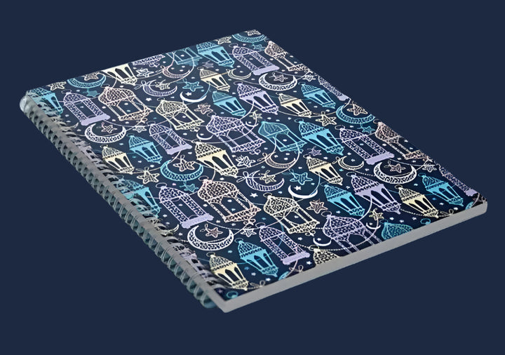 elegant notebook features plain lined pages and a captivating blue oriental pattern on the front and back covers