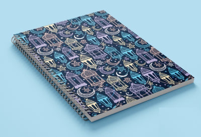 elegant notebook features plain lined pages and a captivating blue oriental pattern on the front and back covers